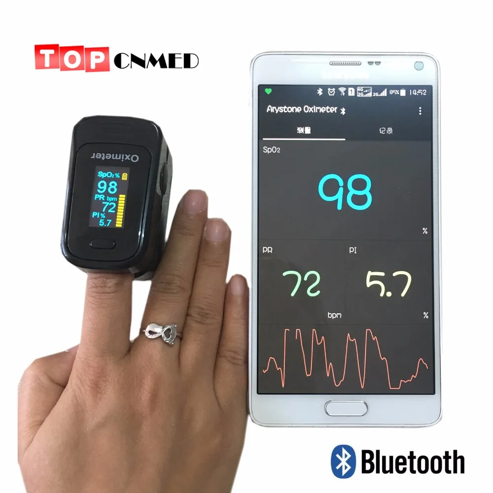 Andriod приложение мобильный телефон Bluetooth 4 0 OLED пальцевой Пульсоксиметр палец SPO2 PR
