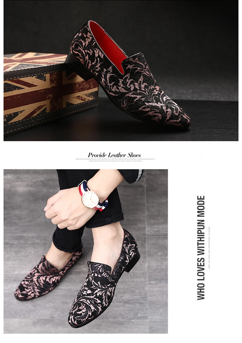 Misalwa Chaussures; большие размеры Для мужчин Вышитые Мокасины красного и розового цвета; дымчатой расцветки; элегантное праздничное платье Туфли без каблуков с рисунками цветов повседневная обувь