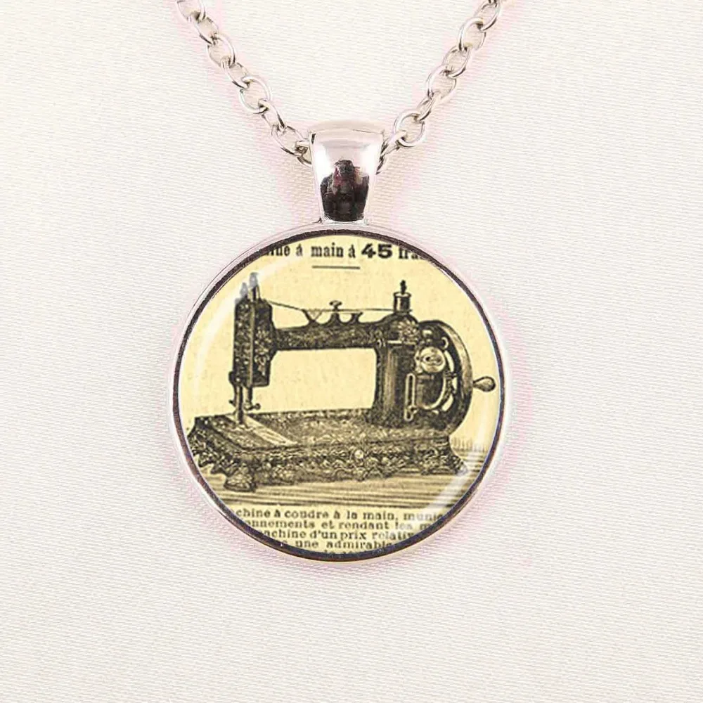 Стеклянный купол Оптом Кулон швейная ожерелье с кулоном в форме машины колье