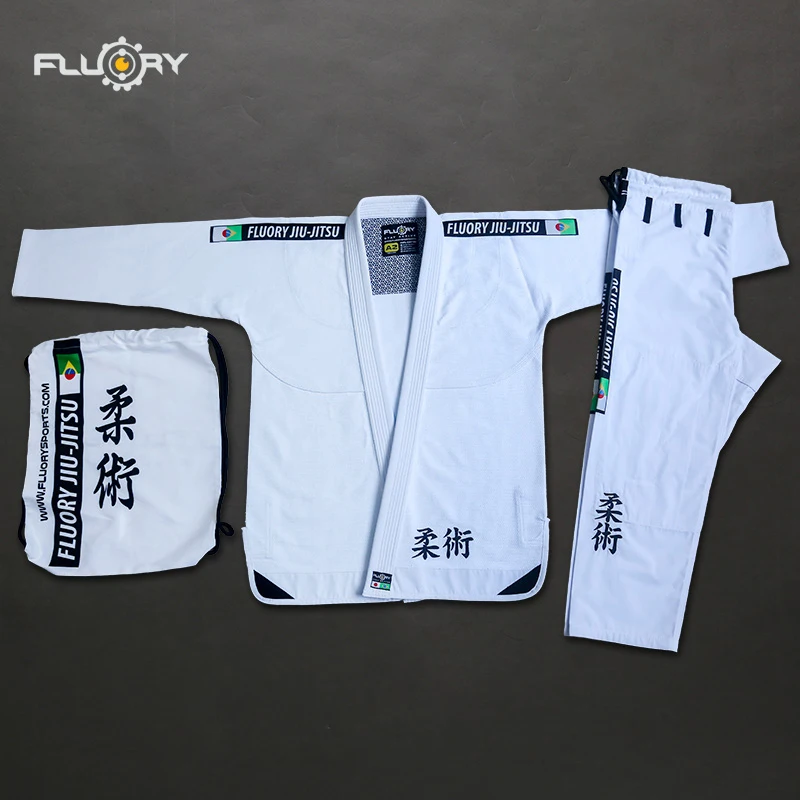 Кимоно для бразильского джиу джитсу Fluory 350gsm с перламутровым плетением легкое
