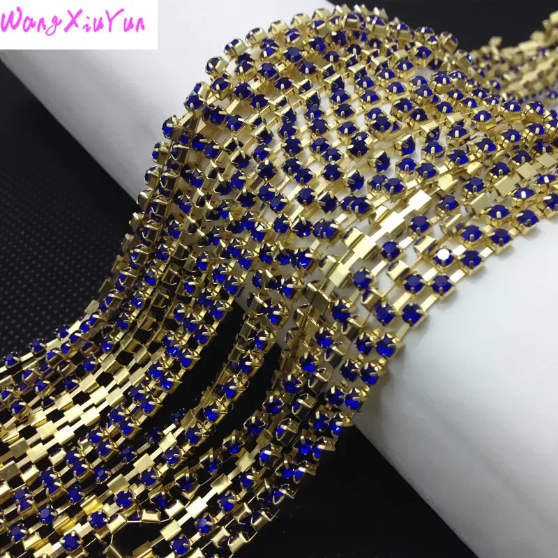 Топ около 1440 шт блестящие хрустальные чашки цепи золото медь металлическое