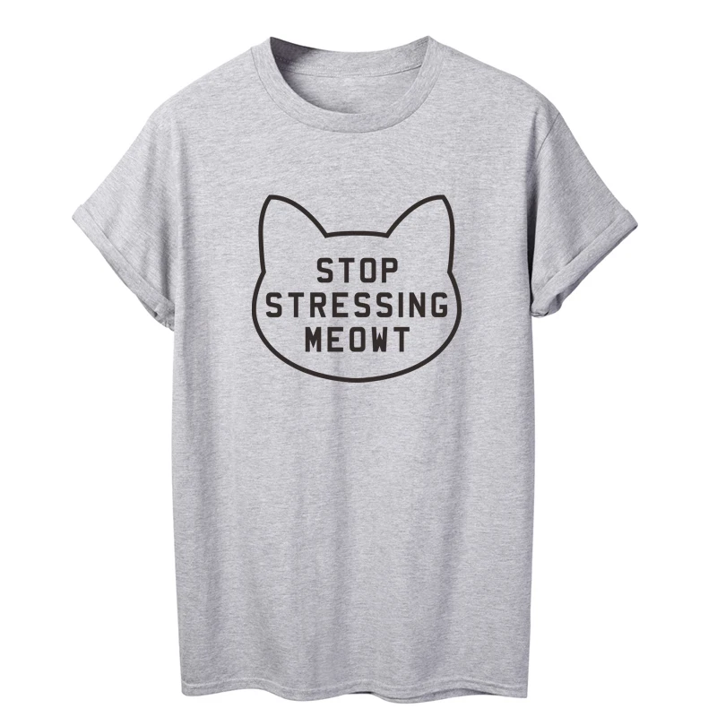 ONSEME/забавные хлопковые футболки футболка с надписью Stop undering Meow Женская милая