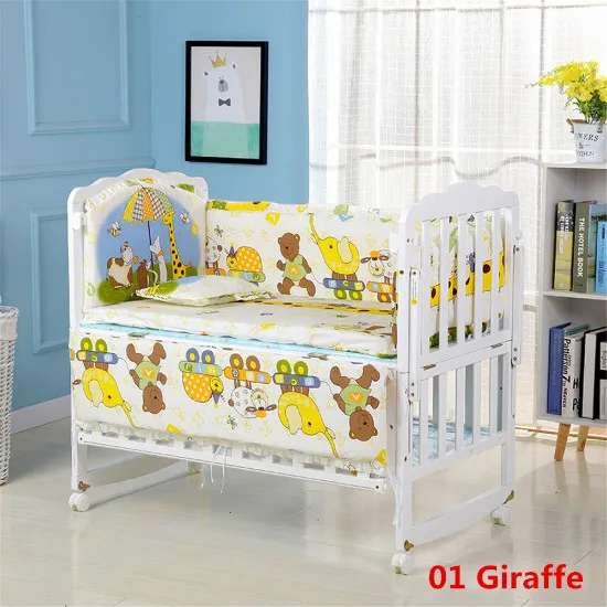 Giraffe 90x50cm 5 шт./компл. мультфильм анимированные детская кроватка кровать бампер для новорожденных хлопковое комфортное нижнее белье, Детское покрывало для кровати детские моющиеся Постельное белье - Цвет: Giraffe 90x50cm