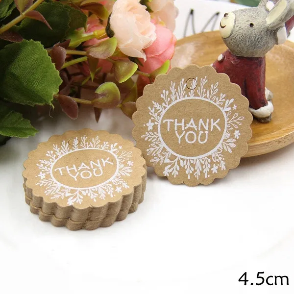 Round Thank You B 50 шт., много стилей, ручная работа, серия, крафт-бумага, бирки, сделай сам, ремесла, бирка для свадеб, дней рождения, вечеринок, этикетки, упаковочные материалы для подарков - Цвет: Round Thank You B