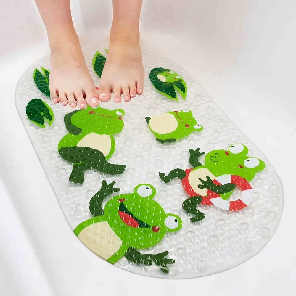 Frog 69x38 см милые Мультяшные лягушки детские Нескользящие коврики для ванной антибактериальные коврики для душа мощная присоска захват BPA бесплатно нетоксичный коврик - Цвет: Frog