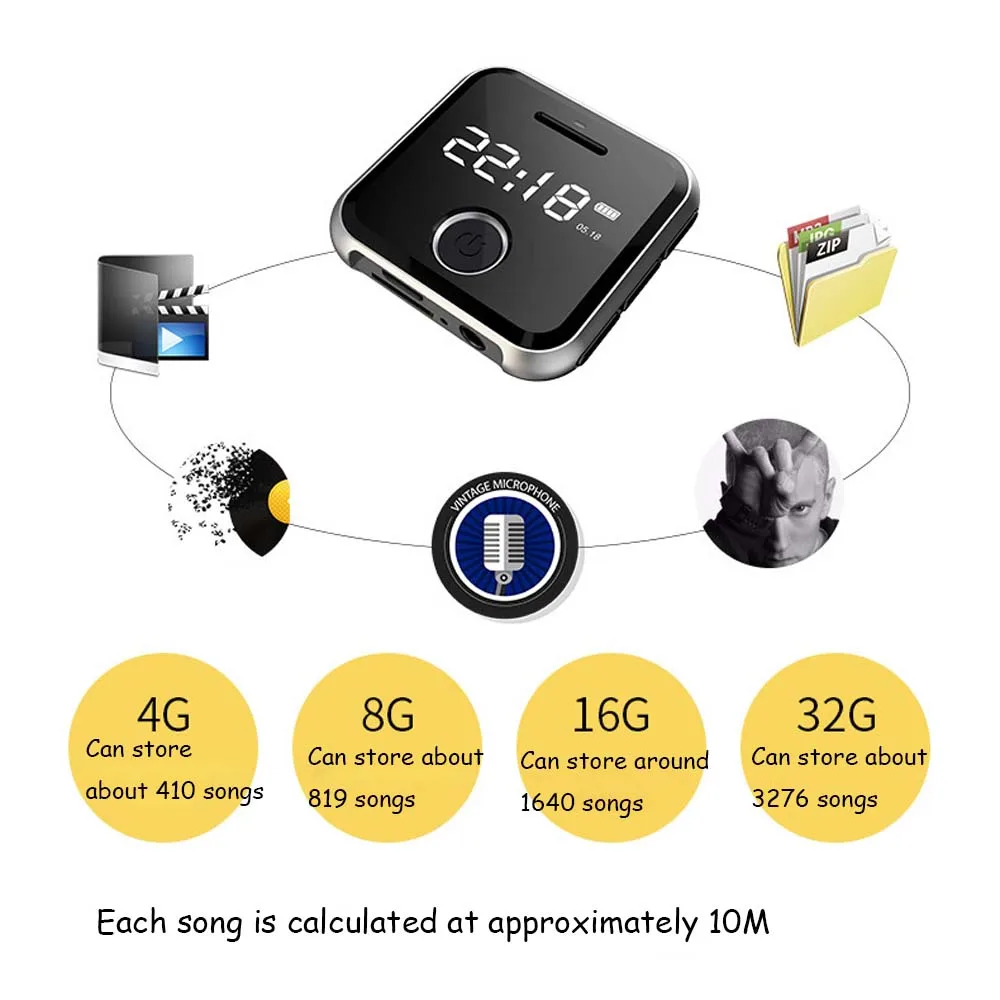 JINSERTA мини MP3 плеер обновленная версия 8G 16G 32G HIFI спортивные музыкальные плееры с экраном 0,9" FM радио функция записи