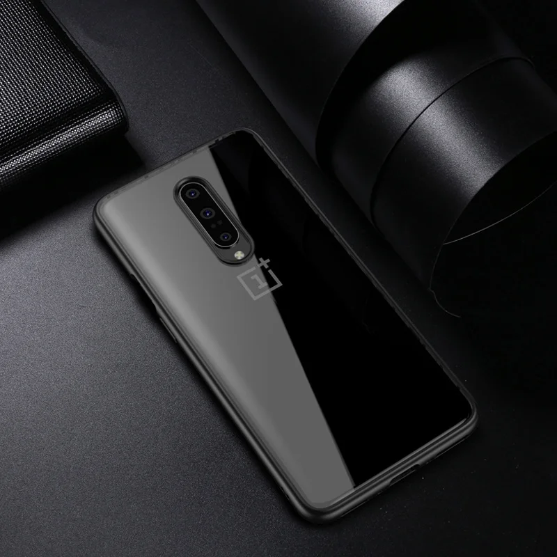 Oneplus 7 Чехол Oneplus 7 Pro Чехлы мягкие силиконовые рамки+ прозрачный акрил твердая задняя крышка для Oneplus7 One Plus 7 6 Coque - Цвет: Black