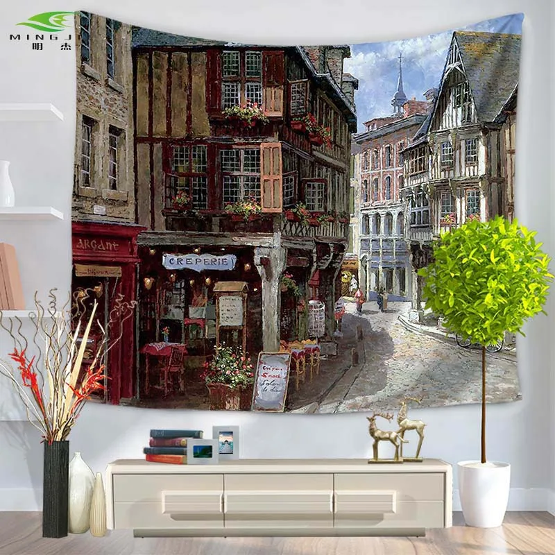 Живописный гобелен с европейскими улицами популярный ручной работы настенные