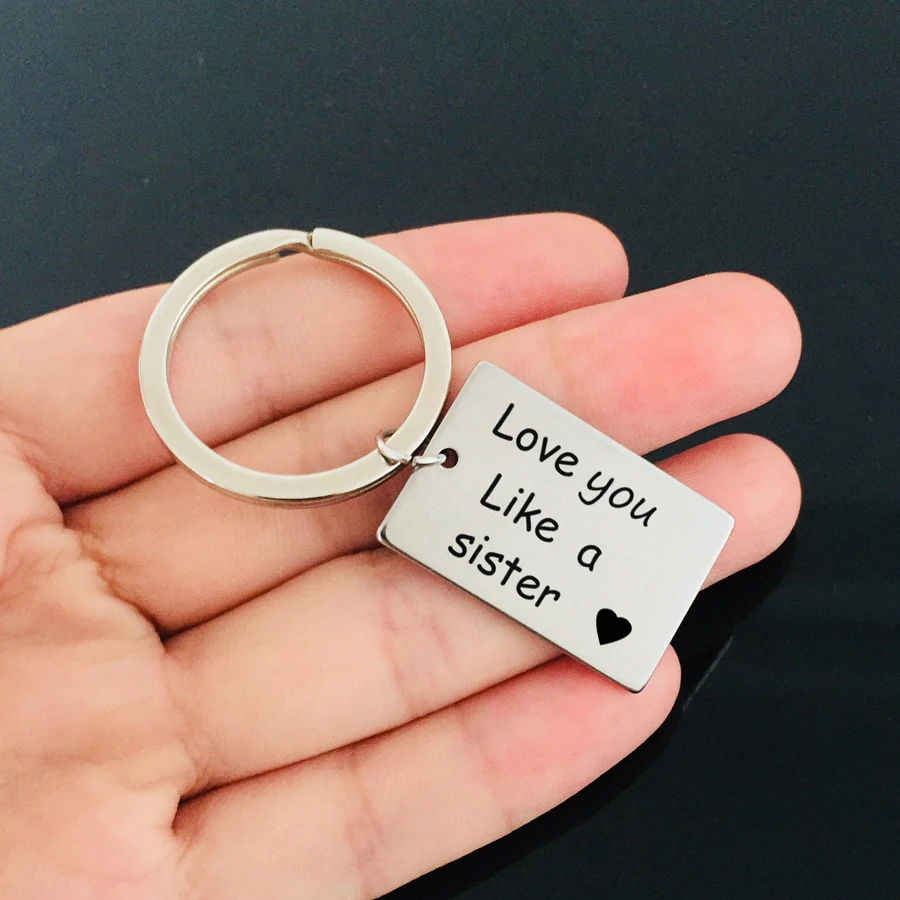 Fashion Hand Stamped Stainless Keyring Engraved Love you Like a sister For Sisters Best Friend Memorial Gift Keychain Jewelry | Украшения и