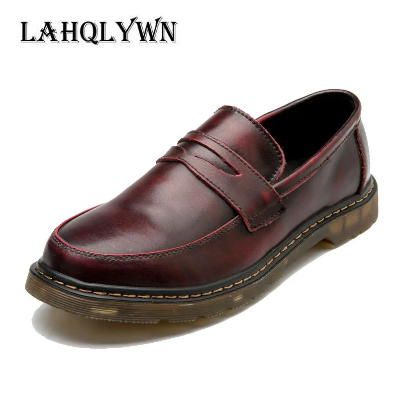 Mens Loafers Genuine Leather Round Toe Slip On Comfortable Men Casual Shoes H35 | Обувь