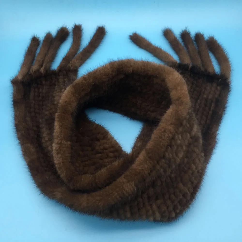 Шарф из 100% натурального меха норки с кисточкой ручная вязка теплая пончо шарфы |