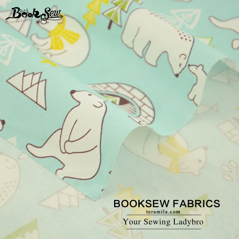 Booksew мятно зеленый хлопок саржа Polar Bears Дизайн Швейные ткань простыня стежка Tecido