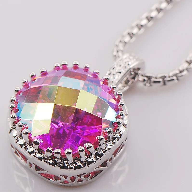 

Подвеска из серебра 925 пробы с розовым радужным кристаллом циркония TE438