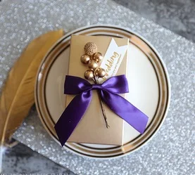 Gold R 50 шт., свадебные подарочные коробки для дня рождения невесты, на заказ, золотая бумага, конфета, шоколад, персонализированная подарочная коробка - Цвет: Gold R