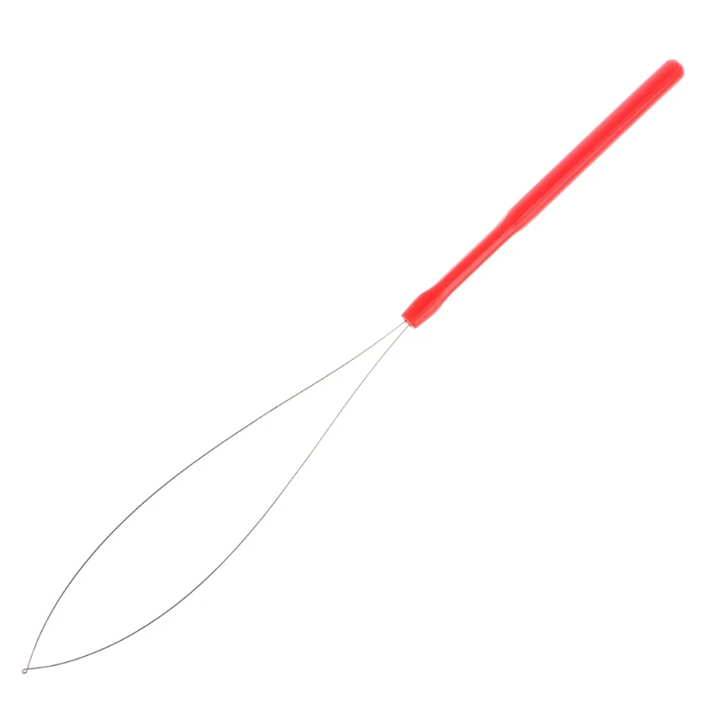1 шт. средство для наращивания волос микро-кольцо-шарик тянет обруч петля перо Threader проволока из нержавеющей стали+ акриловые инструменты для стиля - Цвет: red