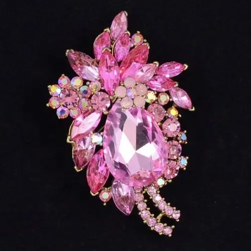 Броши Стразы в форме капли с розовыми кристаллами для женщин ретро симпатичная