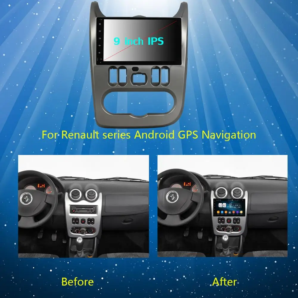 9 &quotIPS Android 0 8Core 4G + 64G ROM Автомобильный DVD радио плеер GPS для Renault Logan Sandero Duster DACIA DSP