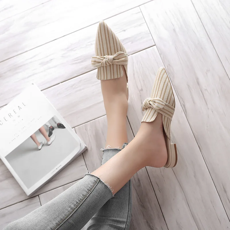 Мюли женские свадебные туфли-лодочки высокий каблук шлепанцы модные