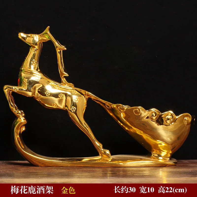 European style creative antique resin decoration red deer wine rack cabinet and display. | Дом и сад