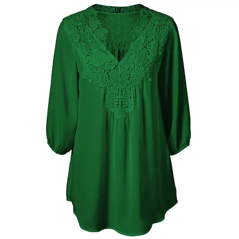 Ahmagen 8 Color Plus Size S-5XL Sexy Lace Blouse Half Sleeve Chiffon V neck Women Blouses Shirts Elegant Ladies Tops 2018 |