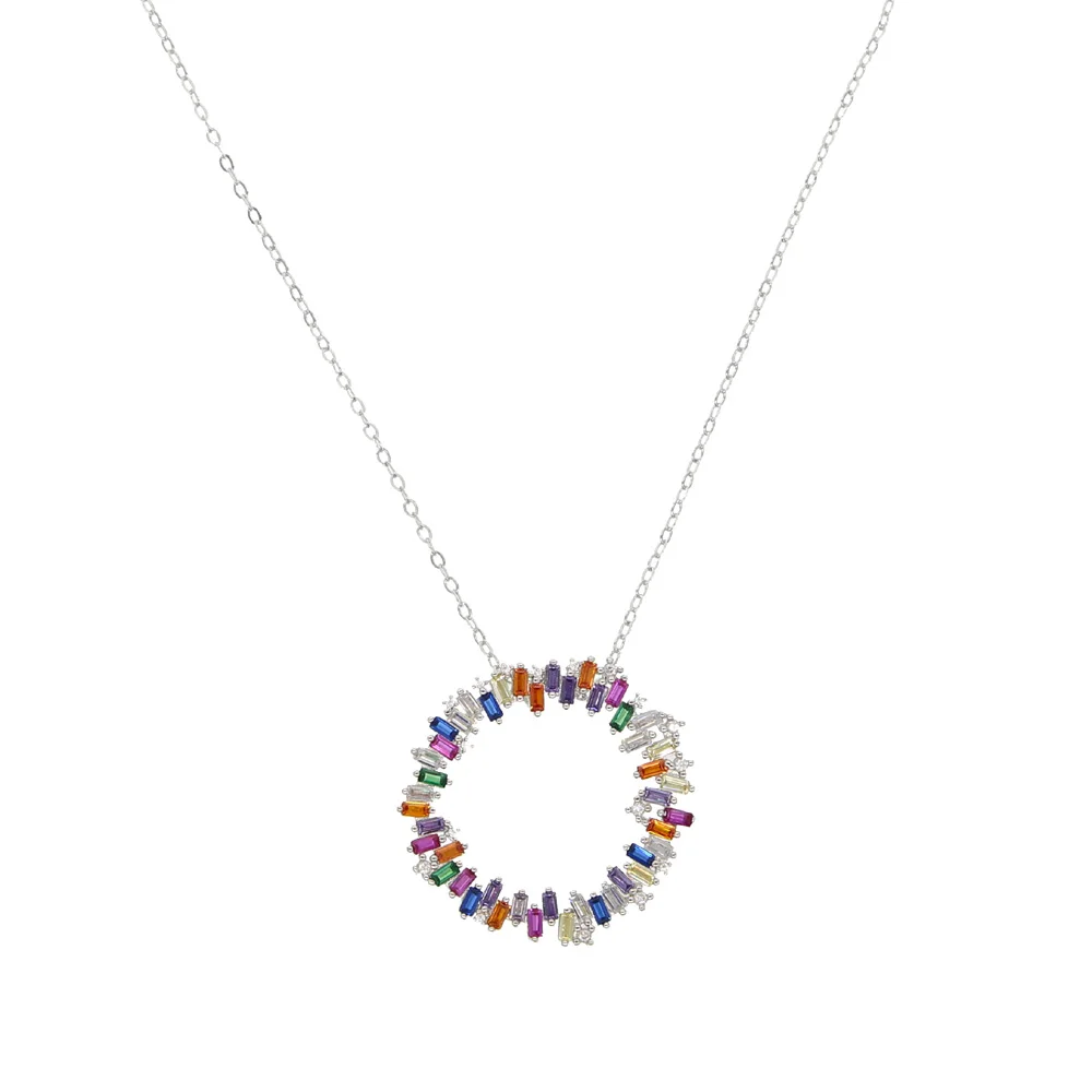 2020 New Collares Moana Filled Colored Cubic Zirconia Circle With Baguette Full Rainbow Cz Colorful Gorgeous Women Jewelry | Украшения и