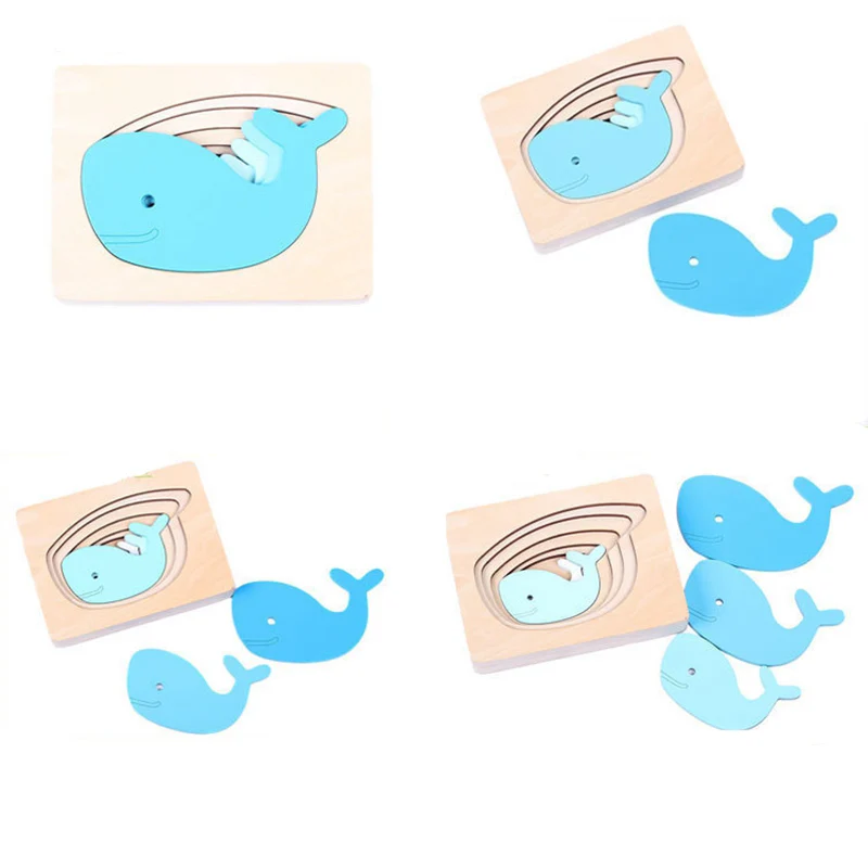 Деревянные игрушки головоломки Многослойные животное Multi imensional 3d раннего