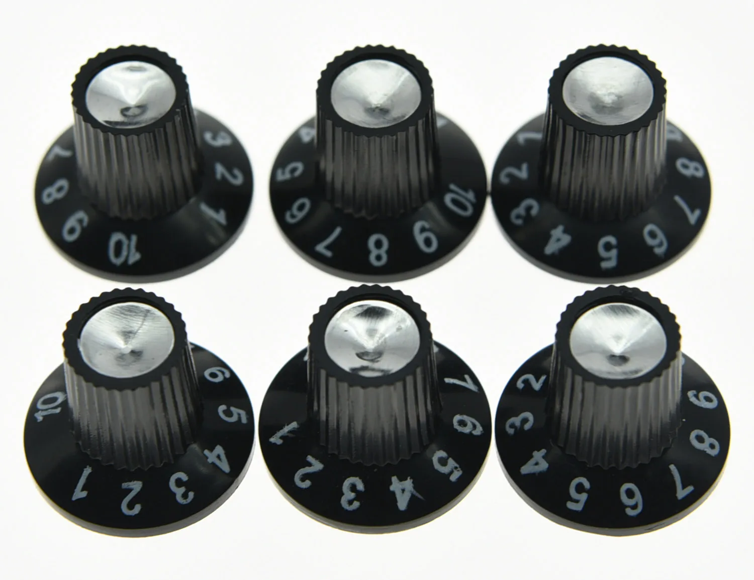 

Pack of 12 Guitar Amplifier Knob AMP Knob Black Silver Skirted Knobs