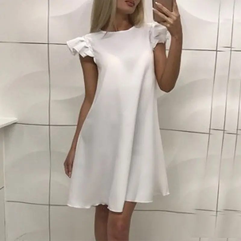 Летние платья женские элегантные без рукавов с круглым вырезом Cherrykeke мини Vestidos