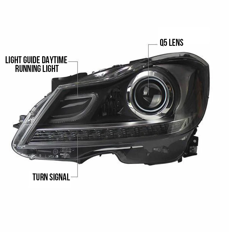 Hlxg для Mercedes Benz W204 2011 2012 2013 светодиодный автомобиль фары в сборе t10 drl поворотники
