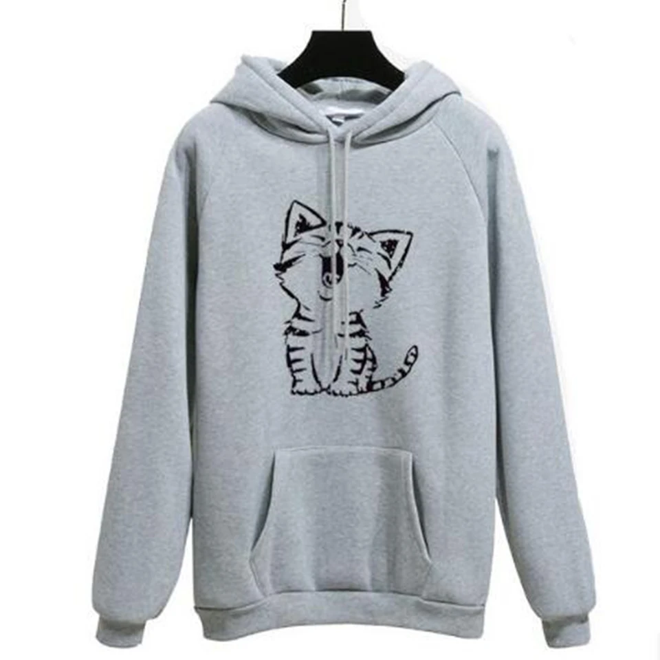 

Cute Pink Cat Kawaii Hoodie Women Sweatshirt Yellow Poleron Mujer 2021 Kangaroo Pocket Hoodie Grey Tracksuit Pullover Cat Hoodie