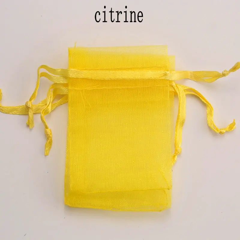 citrine 16 цветов, 100 шт./лот, 9*12 см, органза, рождественские, свадебные подарочные сумки, мешок для конфет, упаковка ювелирных изделий, тянущиеся сумки и мешочек из органзы - Цвет: citrine