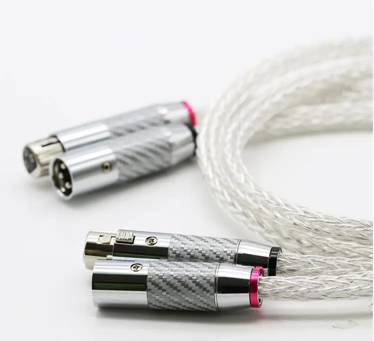 1 пара Hi End 8AG с серебряным покрытием аудио кабель углеродного волокна 3 штыря XLR