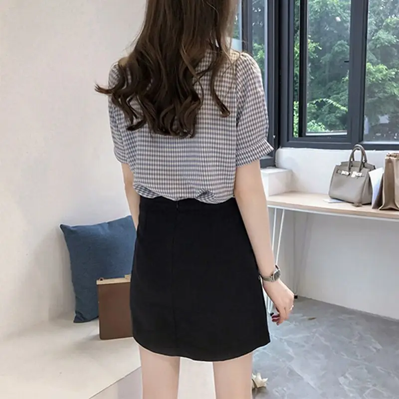 Женская блузка с V образным вырезом и коротким рукавом|Блузки| |