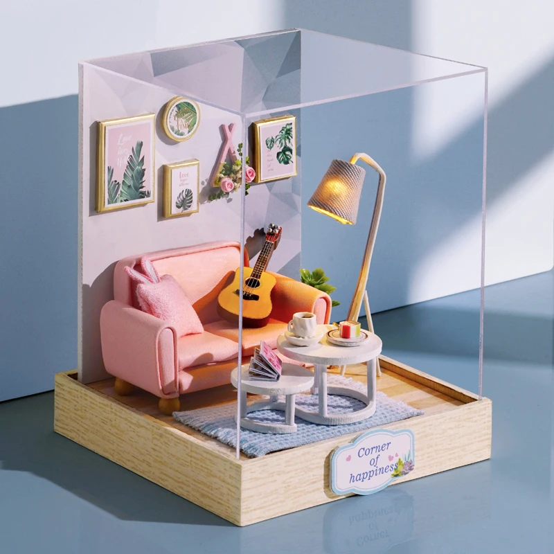 

DIY Dollhouse Furniture Miniature Wooden Miniaturas Doll House Box Theatr Toys for Children Birthday Gifts Casa Seed World QT25