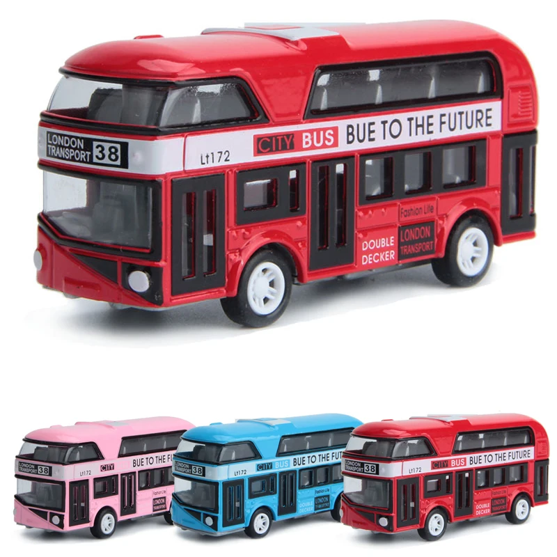 

4 Colors Pullback Alloy Double Deck Bus Model London City Small Size Tourist Ｂus Baby Gift Brinquedos Vehicle Toys for Children