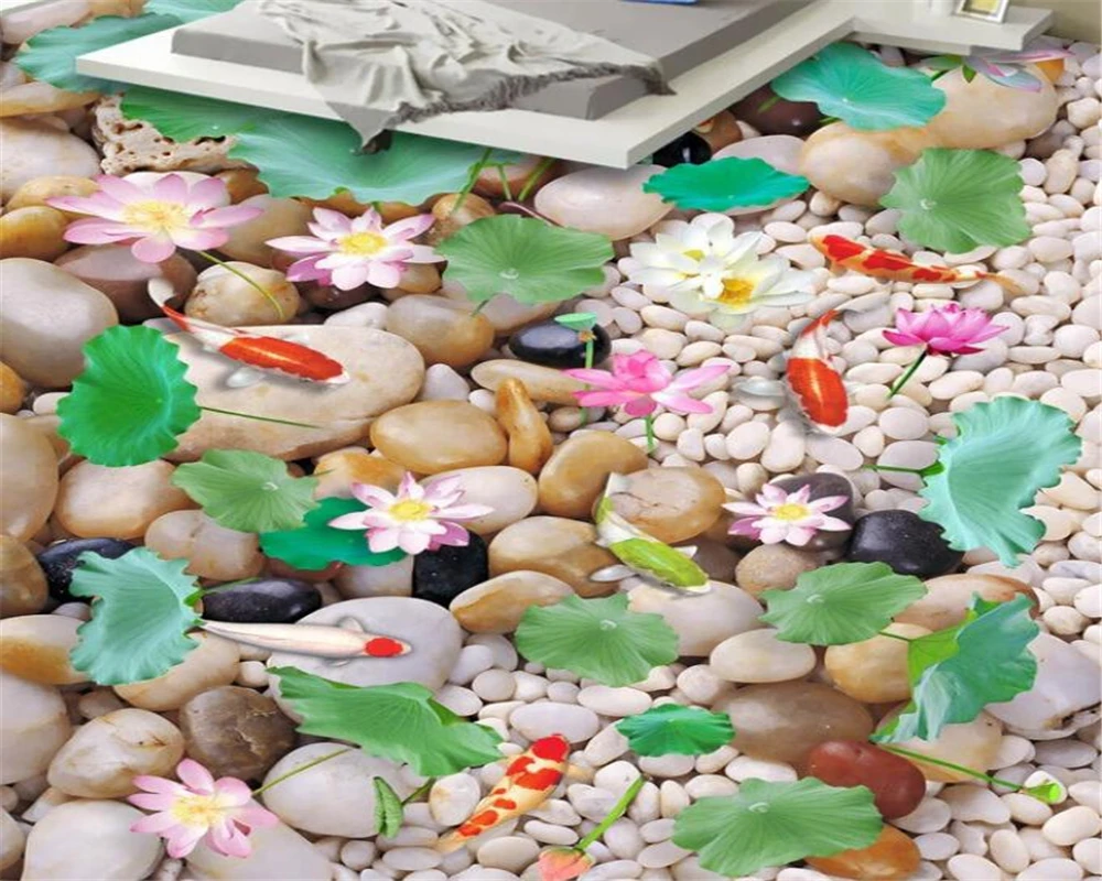 3D фон Beibehang с рисунком лотоса наклейки на пол проход паркет гостиная спальня