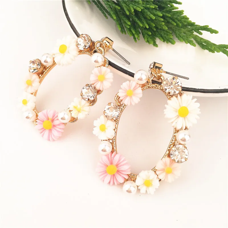 DiLiCa Big Flower Statement Earrings Female 2018 Summer Vintage Acrylic Geometric Dangle for Women Vacation Jewelry | Украшения и