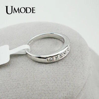 UMODE Обручальное кольцо с покрытием из белого золота и 9 драгоценными камнями
