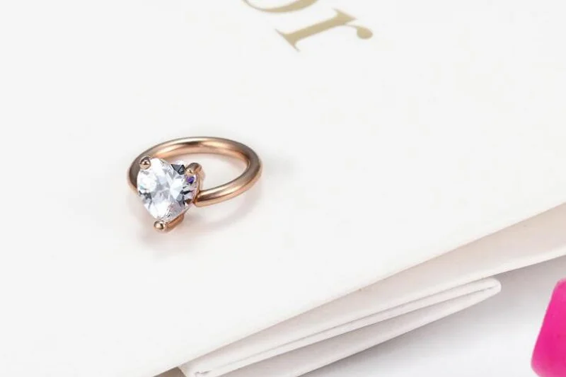 Кольцо для пирсинга сосков из золотого сплава с австрийским кристаллом 1 шт.