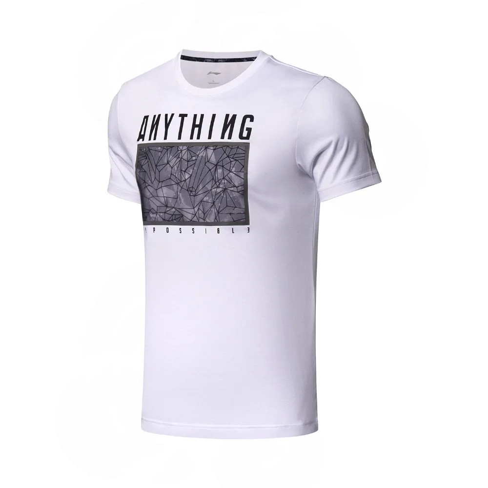 Li-Ning мужские модные дышащие футболки из 63% хлопка 37% полиэстера с подкладкой