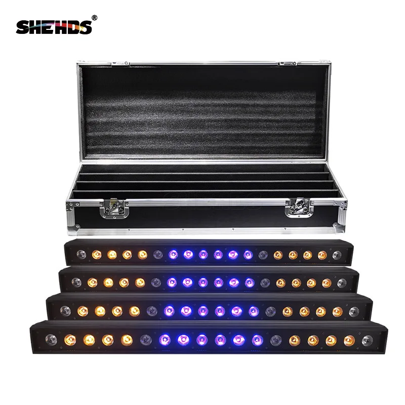 4pcs with Flightcase Светодиодный настенный светильник 18x18 Вт RGBWA+ UV 6в1 сценическое освещение с футляром для бега конь контроль DMX512 хороший эффект DJ Equipmen - Цвет: 4pcs with Flightcase