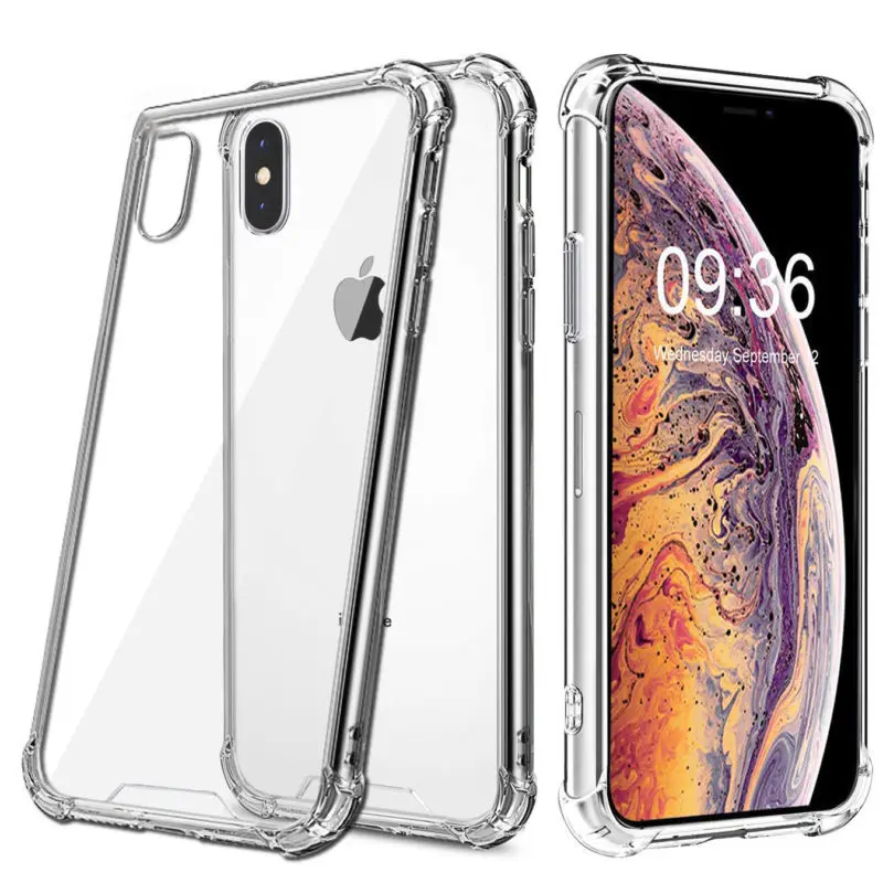 Противоударный бампер, прозрачный защитный чехол для телефона для iPhone 11 X XS XR XS Max 8 7 6 6S Plus, Прозрачная силиконовая задняя крышка
