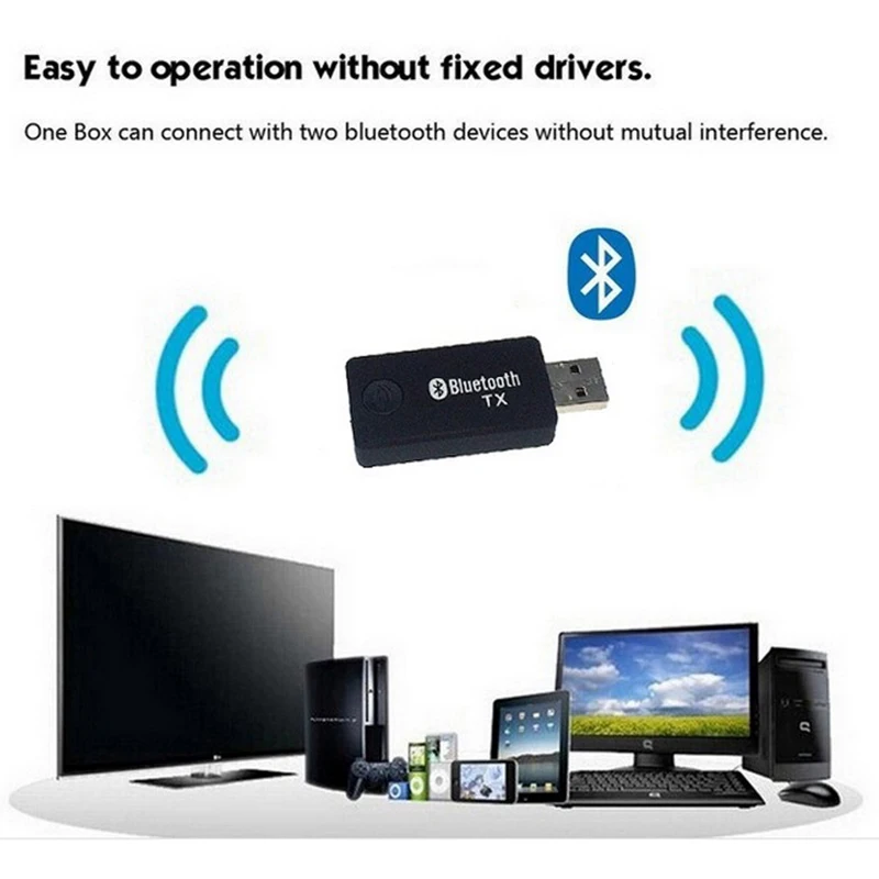 JINSERTA Bluetooth аудио музыкальный передатчик для компьютера ТВ USB Bluetooth 3,5 мм аудио музыкальный приемник адаптер