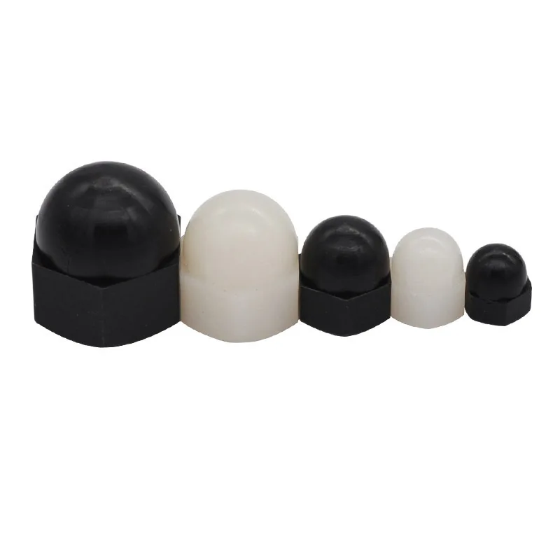 Черно белые нейлоновые шестигранные желуди с метрической резьбой пластиковые