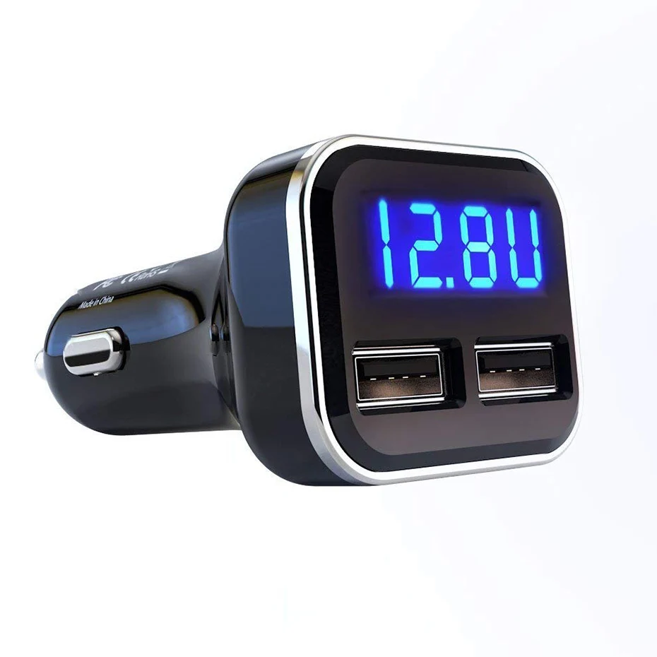Black Dual USB Автомобильное зарядное устройство прикуривателя автомобильного прикуривателя Зарядное устройство гнездо сплиттер адаптер 4.8A Зарядное устройство длятелефона 12 V-24 V с Напряжение дисплей - Название цвета: Black