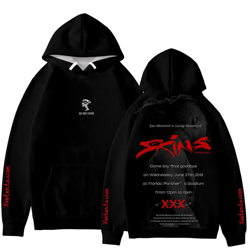 2019 Xxxtentacion BAD Hoodie Ripper Hip Hop Rapper мужские толстовки с принтом свободная толстовка