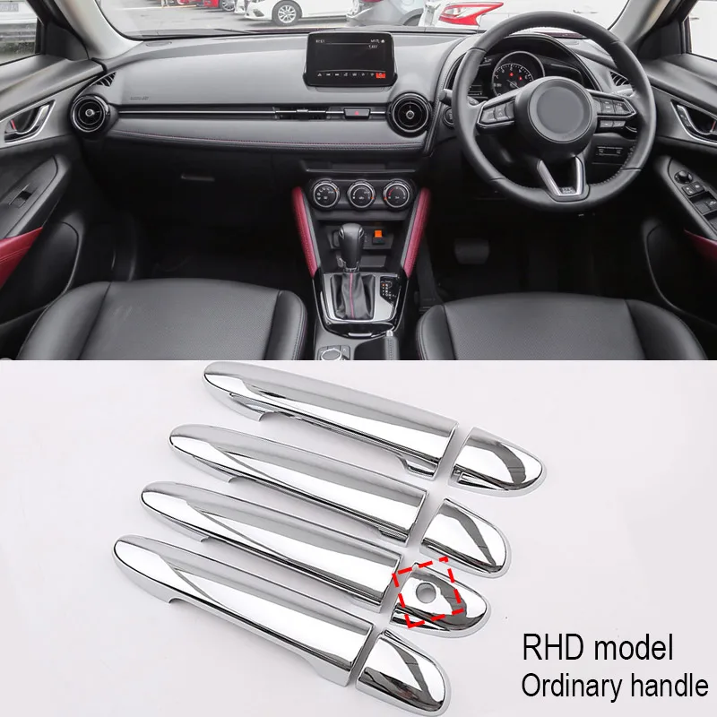 RHD 1 hole Vtear для Mazda CX-3 CX3 автомобильные наружные дверные ручки Крышка автомобильные ручки для автомобильных дверей ABS Хром Стайлинг Аксессуары - Цвет: RHD 1 hole