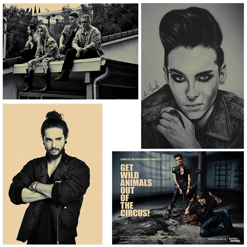 Ностальгический ROCK Германия Tokio Hotel с фото группы старая бумага плакат армия