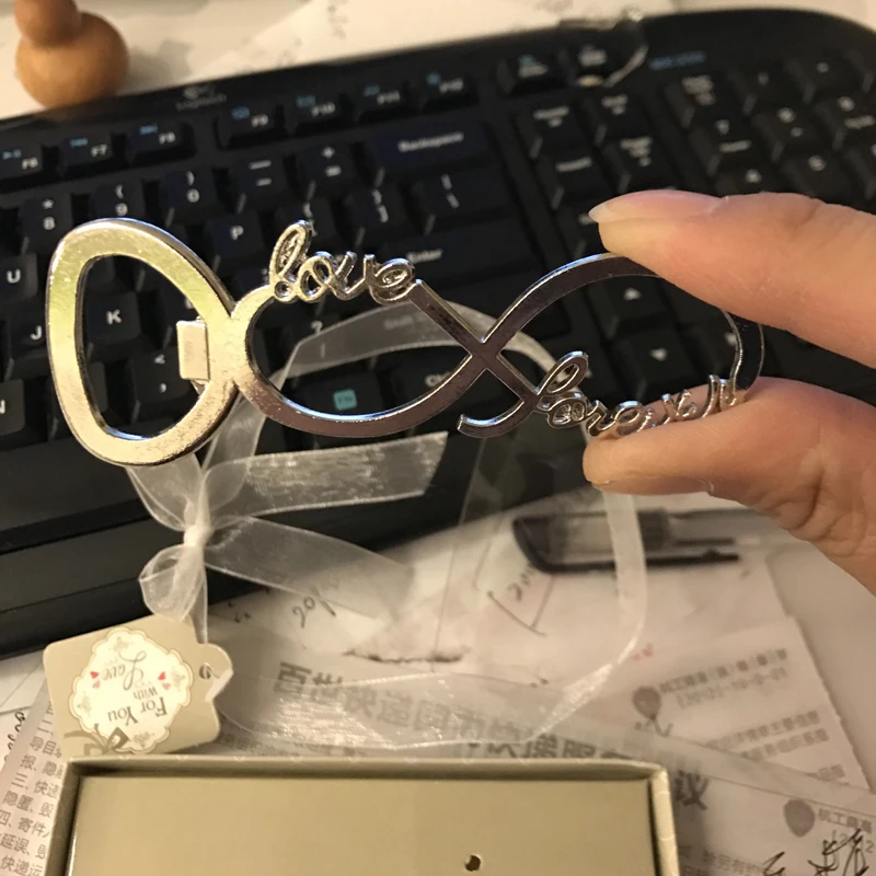 200 шт./лот новейшая хромированная открывалка для пивных бутылок forever love свадебные