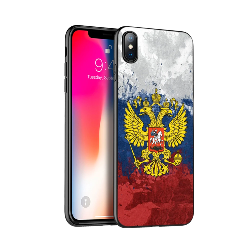 Black tpu case for iphone 5 5s SE 2020 6 6s 7 8 plus x 10 XR XS 11 pro MAX Russian American British flag national emblem | Мобильные